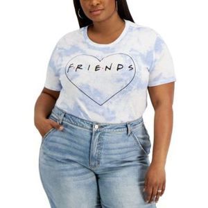 MSRP $29 Love Tribe Trendy Plus Size Friends-Graphic T-Shirt Blue Size 2X